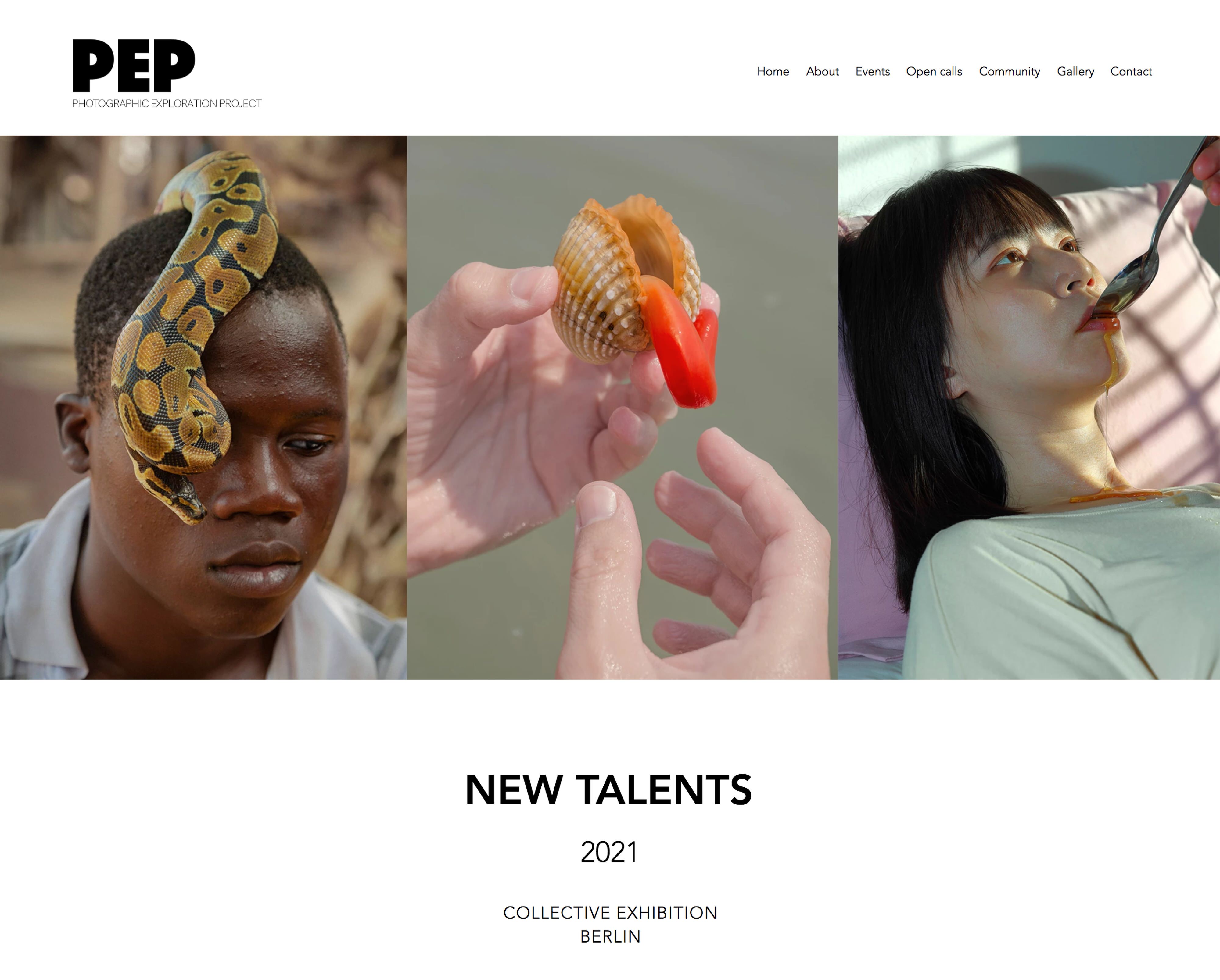 Pep New Talents collective exhibition annoucement with works from Francesco Merlini, Giacomo Bianco, Ruihua Liang